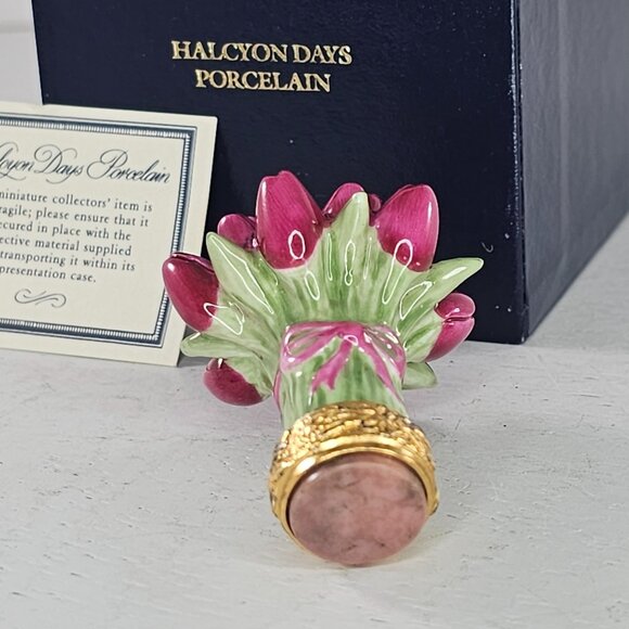 Halcyon Days Porcelain Tulip Flower Bouquet Desk Seal Miniature Figurine 1991 RA - Picture 11 of 12